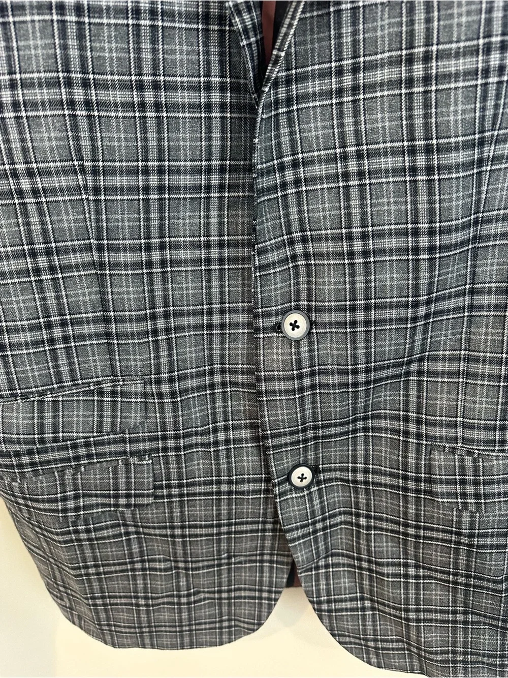 Paisley & Gray Dover Notch Slim Fit Jacket Men's Gray Plaid Abstract Interior 44